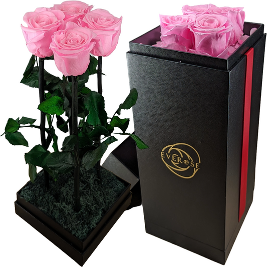 MIX & MATCH - BUY 2 GET 1 FREE! 4 Pink Real Roses - Preserved Flowers in a Gift Box